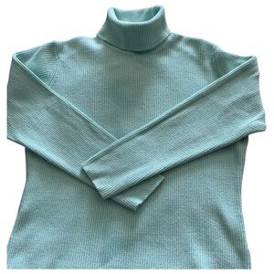 Women's LLBean Turquoise Turtleneck Sweater, Size Large